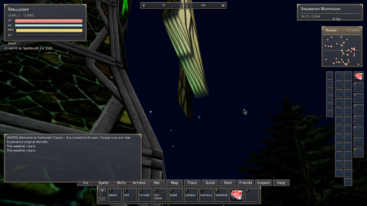 Current Rust client rendering the Steamfont windmill against its original night sky and stars