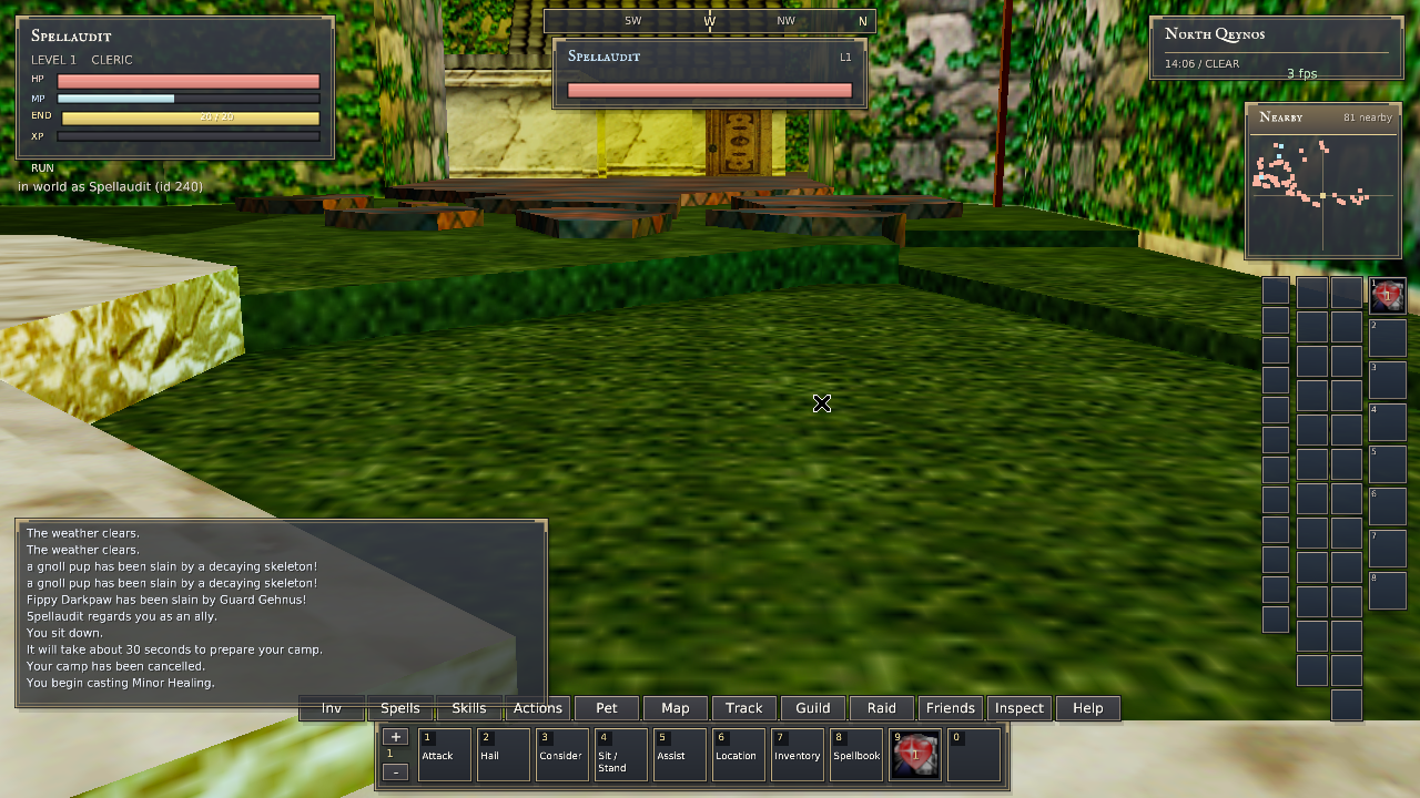 Camp cancelled before Minor Healing with server spell cooldown