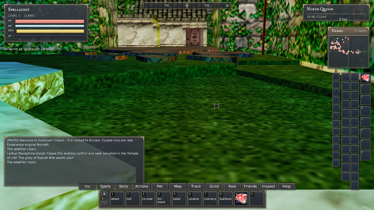 Linux239000 in North Qeynos after normal login