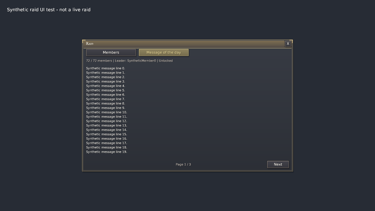 Synthetic paginated raid message