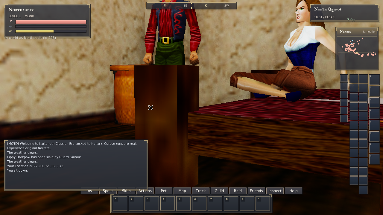 Native Rust first-person sitting view after full head-attachment correction