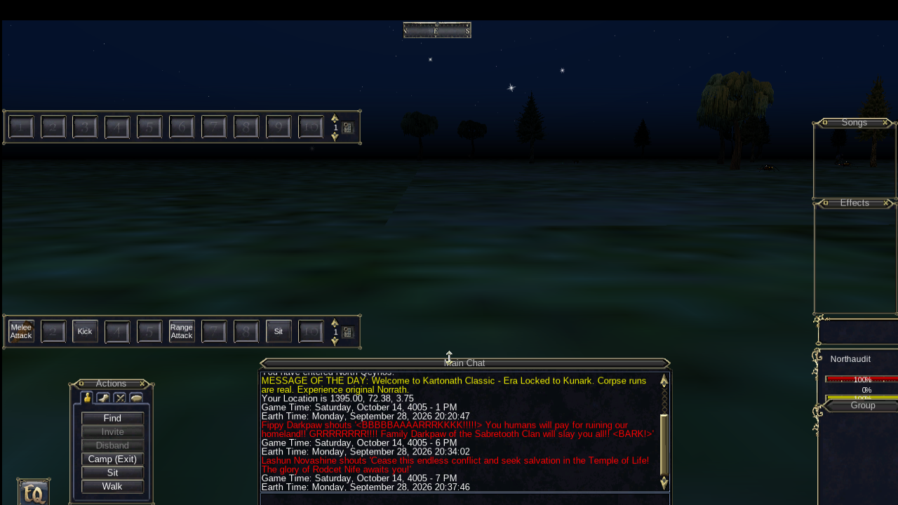 Original Titanium night view in the North Qeynos field with stars and dark blue terrain lighting